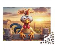 Rooster Farm Sunset Jigsaw Puzzle Rooster Sunrise 1000 Pieces Thick Cardboard Premium for Kids Beginners Educational Game Gift 52x38cm/1000pcs