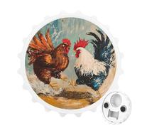 Rooster Fighting 2 in 1 Magnetic Beer Bottle Opener Fridge Magnets Easy Storage Gift for Men Women White-Style