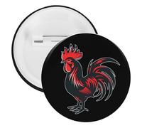 Rooster Flag Red Cock Buttons Pin Badges Tinplate Lapel Pins Crafts for Shirts Clothes Bag Accessory 5PCS