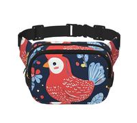 Rooster Floral Double Layer Waist Bag Pack Chicken Flower Bum Bag Fanny Pack for Men Women, Adjustable Belt Bag for Travel Hiking Running Cycling Festival