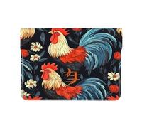 Rooster Flower Laptop Sleeve 13 Inch PU Leather Case Protective farm Chick Laptop Bag Water Resistant Computer Case Tablet Carrying Bag for Women Men