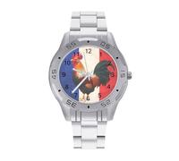 Rooster French Flag Business Stainless Watch Fashion Designer Wristwatch Easy Reader Analog Watches Gifts for Men
