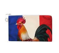 Rooster French Flag Funny Coin Purse Portable Zipper Change Multifunctional Pouch Bag Gift for Men Women