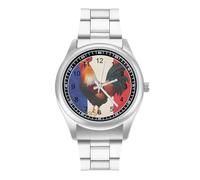 Rooster French Flag Simple Stainless Watch Fashion Designer Wristwatch Easy Reader Analog Watches Gifts for Men