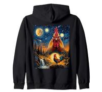 Rooster Howling to The Moon Zip Hoodie