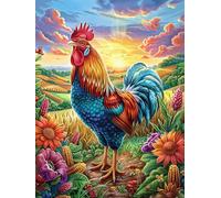 Rooster in A Blooming Garden 1000 Pc DIY Jigsaw Puzzle Science Fiction Magical Dream Puzzles for Adults Teens Hard Challenging Team Building Stress Reducing Autumn Rigid Cardboard 1000 PCS