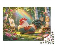 Rooster in Forest Art Studio 1000 Piece Jigsaw Puzzle Paper for Adults Colourful Morning Light Puzzle Game for Family Relaxation Home Decor Gift 70x50cm/1000pcs