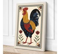 Rooster in Gold Boho Canvas Wall Art Print 24x16 Inch (61 x 41 cm)