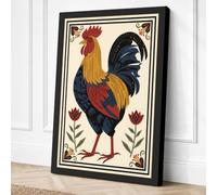 Rooster in Gold Boho Canvas Wall Art Print 36x24 Inch (91 x 61 cm)