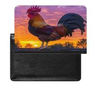 Rooster in Morning PU Leather Passport Covers RFID Blocking Wallet Holder with Card Protector Slot Travel Accessories