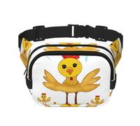 rooster in the square Fitness travel shoulder bag, fashionable and casual waist bag, square double-layer waist bag, Black, One Size, Black, One Size