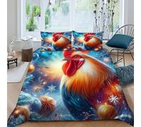 Rooster in Winter Bedding Set Theme Bedspread Cute Animal Duvet Cover Set Microfiber Quilt Cover Universal for All Seasons with Pillowcase King（220x240cm）