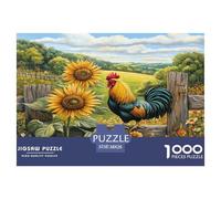 Rooster Jigsaw Puzzles 1000 Piece Challenge Game for Adults,Idyllic Farmland Scene Impossible Jigsaw Puzzle 1000 Pieces Educational Game Home Decoration 38x26cm/1000pcs