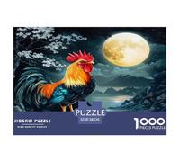 Rooster Jigsaw Puzzles 1000 Pieces Challenge Game for Adults,Nighttime Farm Impossible Jigsaw 1000 Pieces Educational Games for Adults Or Families 38x26cm/1000pcs
