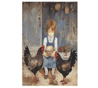 Rooster Jigsaw Puzzles for Adults 1000 Pieces - Kids Wooden Puzzle - Recycled Board Picture 78×53cm
