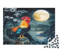 Rooster Jigsaw Puzzles Puzzle for Adults Kids. 1000 Piece Moonlit Night Great Gifts Challenge Toy Educational Game Home Decoration for Adults& Kids Age 14 Years Up 1000pcs (75x50cm)