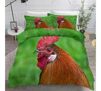 Rooster Junior/Cot Size Duvet Cover Sets, Poultry Microfiber Bedding Sets King Size Ultrasoft Hypoallergenic Quilt Cover With Zipper Closure and 2 Pillowcases 40x60cm