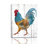 Rooster Kitchen Canvas Wall Art: Rustic Farmhouse Painting Poster - Chicken Artwork Decoration for Home Living Room Bedroom, Framed Picture Prints Decor Ready to Hang (10"x 15")