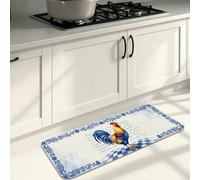 Rooster Kitchen Mats for Floor, Vintage Floral Design Soft Mats, Spring Cushioned Comfort Washable Decor Rugs for Kitchen Sinks Laundryroom Bathroom 16x47 Inch