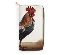 Rooster Leather Wallet, Bifold Stylish Wallets, Credit Card Holder for Passport Covers, Purse Passport Bag for Men Women