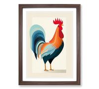 Rooster Minimalism No.2 Framed Print | A2 Walnut Framed Wall Art | Ready to Hang | Minimalist Animal Picture | Living Room Bedroom Lounge Office