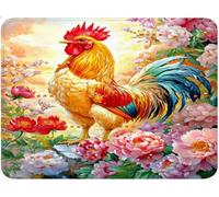 Rooster Mouse Mat 15 x 30 cm, Gaming Mouse Pad, Improves Speed and Accuracy, Mini Mousepad Flower, Anti-Slip Rubber Waterproof Desk Mat with Smooth Cloth Surface, For Travel Office Home Laptop qw-60