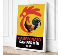 Rooster of San Fermín Vintage Canvas Wall Art Print 18x12 Inch (46 x 30 cm)