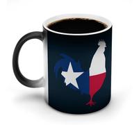 Rooster of Texas Flag Stylish Heat Sensitive Coffee Mug with Handle 12 Oz Ceramic Color Changing Cups