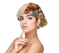 Rooster on Wood in Farmland Bonnet for Hair Protection, Sleep Cap for Women and Men, Soft Satin Sleep Cap with Elastic Band Black, Black, One size