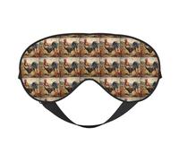 Rooster On Wood in Farmland Print Double Sided Eye Mask, Blackout Eye Mask, All Night Sleep Eye Mask for Women Men