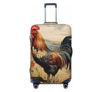 Rooster on Wood in Farmland Print Elastic Washable Baggage Protector Universal Suitcase Cover Travel Luggage Cover