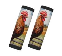 Rooster On Wood In Farmland Print Handles Protection Luggage Handle Wrap Grips 2 Packs Suitcase Identifiers Soft Grip