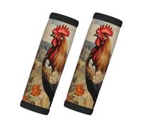 Rooster On Wood In Farmland Print Handles Protection Luggage Handle Wrap Grips 2 Packs Suitcase Identifiers Soft Grip