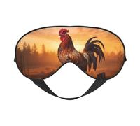 Rooster On Wood in Farmland Print Sleep Mask Silk-Like Eye Mask Sleeping Eye Mask for Women Men for Travel Sleep Relaxation