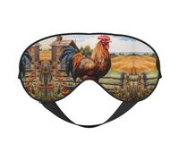 Rooster on Wood in Farmland Print Soft Eye Mask â€“ Comfortable Sleep, Elastic Nighttime Shade, Eye Covers for Travel, Meditation