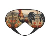 Rooster on Wood in Farmland Print Soft Eye Mask - Comfortable Sleep, Elastic Nighttime Shade, Eye Covers for Travel, Meditation