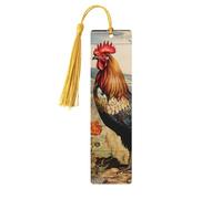 Rooster On Wood in Farmland Print Wooden Bookmarks Beautiful Notebook Accessories for Men Women Book Lovers