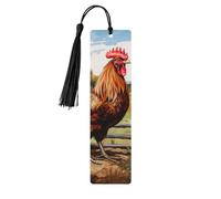 Rooster On Wood in Farmland Print Wooden Bookmarks Beautiful Notebook Accessories for Men Women Book Lovers