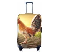 Rooster On Wood in Farmland Suitcase Cover Luggage Protector Elastic Anti-Scratch Travel Essentials Fits 18-32 Inch Luggage