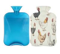 Rooster Pattern Hot Water Bottle with Cover, Farmhouse Chicken 2L Hot Water Bag for Pain Relief, Neck and Shoulder, Hand Feet Warmer