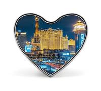 Rooster Pattern Lapel Pin, Metal Heart Lapel Pins, Fashion Badge for Shirts, Jackets, Hats, Las Vegas night view, Love form