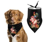Rooster Pigs Flowers Dog Bandana Adjustable Pet Scarf Bib Cute Triangle Handkerchief for Dogs Cats Gifts