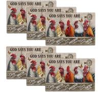 Rooster Placemats Set of 6 Rustic Country Farm Chicken Table Mats Washable Place Mats for Home Party Indoor Kitchen Dining Table Decoration 12x18 Inch