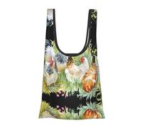 Rooster Print Foldable Reusable Grocery Bag Lightweight Shopping Tote for Groceries Travel Beach Eco-Friendly Compact Adventure Tote