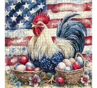 Rooster Puzzles for Adults 1000 Pieces, PICKFORU Proud and Freedom Jigsaw Puzzles American Flag, Vintage Unique Difficult Art Chicken Puzzle