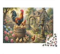 Rooster Recycled Paper Jigsaw Puzzle 1000 Piece English Country Cottage Birthday Gift Memory Improvement Party Game Wall Decor 38x26cm/1000pcs