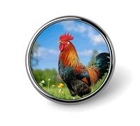 Rooster Round Badge for Men Women, Durable & Stylish Lapel Pins, Lightweight Metal Badges for Shirts, Jackets, Hats