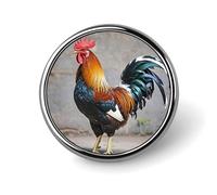 Rooster Round Brooch Pin Aluminum Alloy Lapel Badge with Art Design Decorative Pin for Jackets Backpacks Fashion Accessory for Daily Wear And Party Decoration