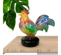 Rooster Stained Glass Lamp - Retro Resin Table Light Decorative Accent Ornament Vintage Home Decor | Living Room Bedroom Christmas Housewarming Gift Artistic Lighting Display Piece