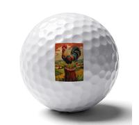 Rooster Standing on A Tree Stump Golf Balls for Men Golfers Distance Straighter Shots Funny Ball